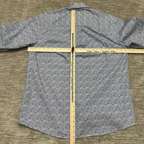 Wrangler George Strait Shirt Mens Large Blue Pink Paisley Western Cowboy Rodeo - Picture 11 of 13